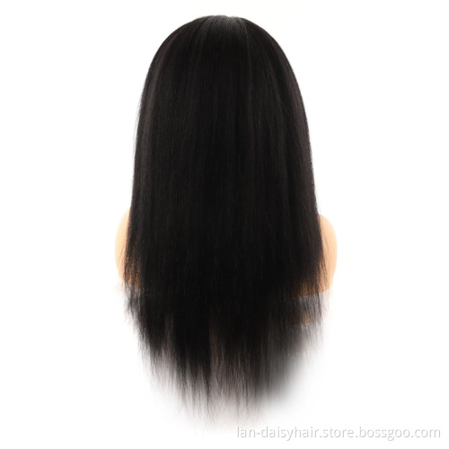 Natural Black Color Long human hair Machine Made  Wigs Rich Production Experience headband  Human Hair Wigs
